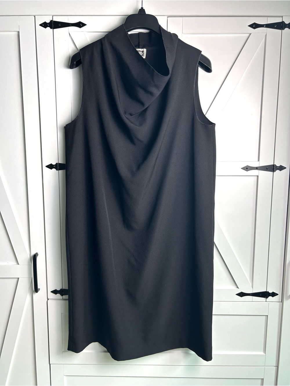 Anne Klein Black Sleeveless Cowl-Neck Midi Dress